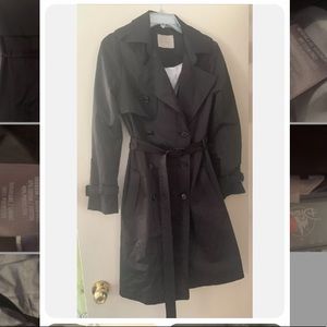 Soia & Kyo Trench Coat Women's XS Jacket Rain Black Buttons Belted